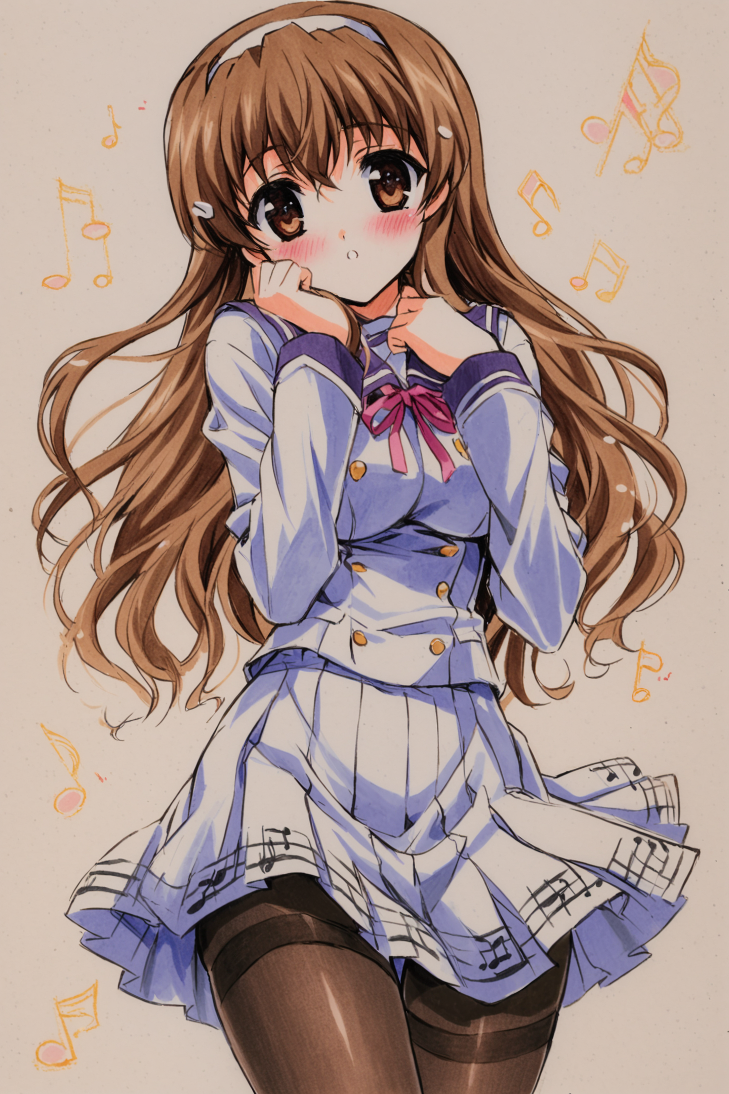 28676-3511757214-Nogizaka Haruka, 1girl, solo, pantyhose, school uniform, brown hair, long hair, brown eyes, hairband, musical note, blush, thigh.png